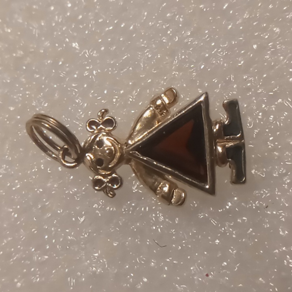 Sterling silver 925 gold vermeil Girl Pendant  amethyst Triangle crystal center